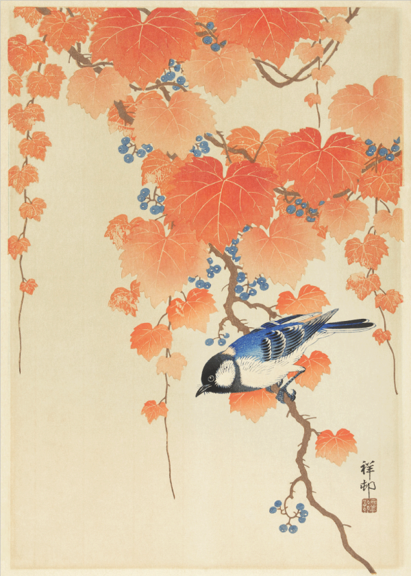 Blue bird - Japansk kunstplakat