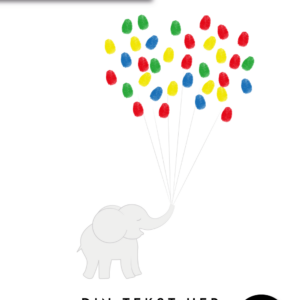 Elefant med balloner - Plakat til dåb - Fingeraftryk plakat
