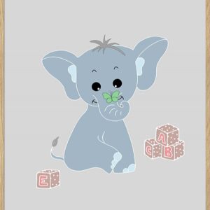 Plakat med elefant og legeklodser