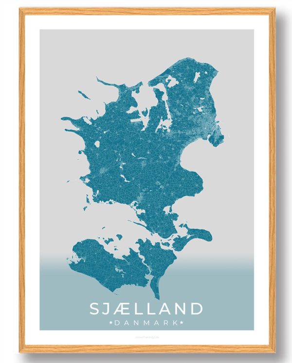 Sjælland plakat (blå)