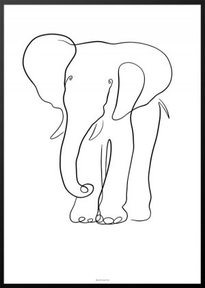 Stregtegning elefant plakat