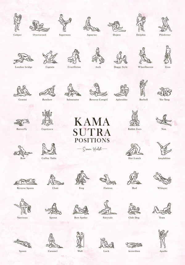 KamaSutra Stillinger - 30 x 40 cm - Lyserød