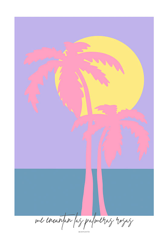 Kunstplakat - To lyserøde palmer