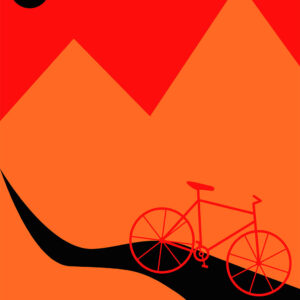 Mountainbike Orange af Justesen Plakater