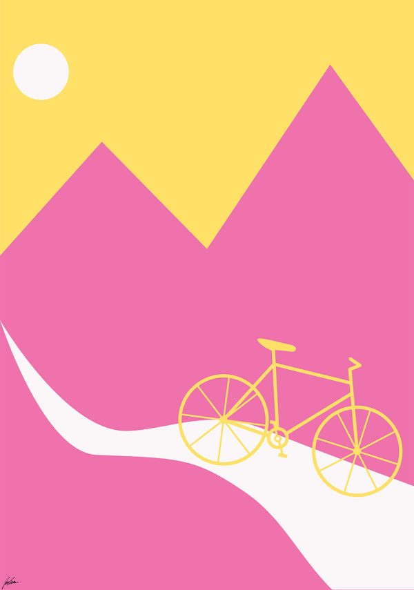 Mountainbike Yellow af Justesen Plakater