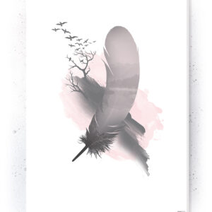Plakat / Canvas / Akustik: Fjer og fugle (Flush Pink)