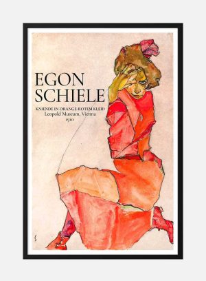 Egon Schiele - Kniende in orange-rotem Kleid, 1910 Plakat