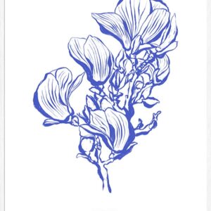 Kunstplakat - blå magnolia