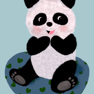 Lille panda blå - Børneplakat