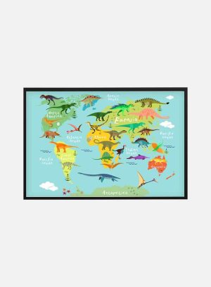 Dinosaur Verdenskort Plakat til børn