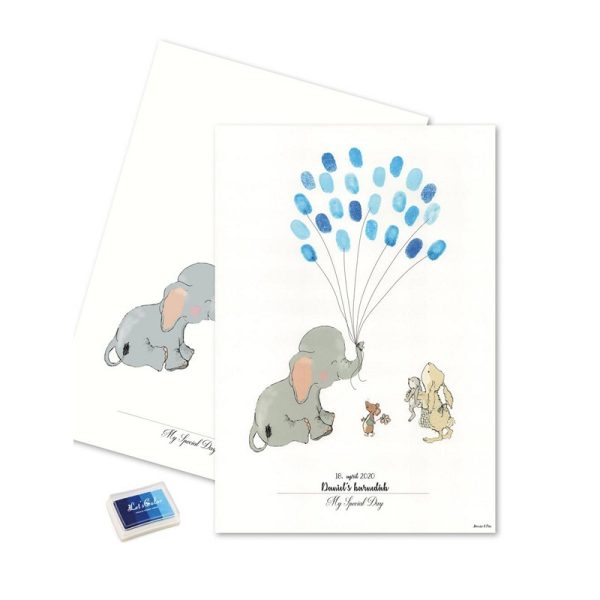 Elefant Fingeraftryk Plakat Blå
