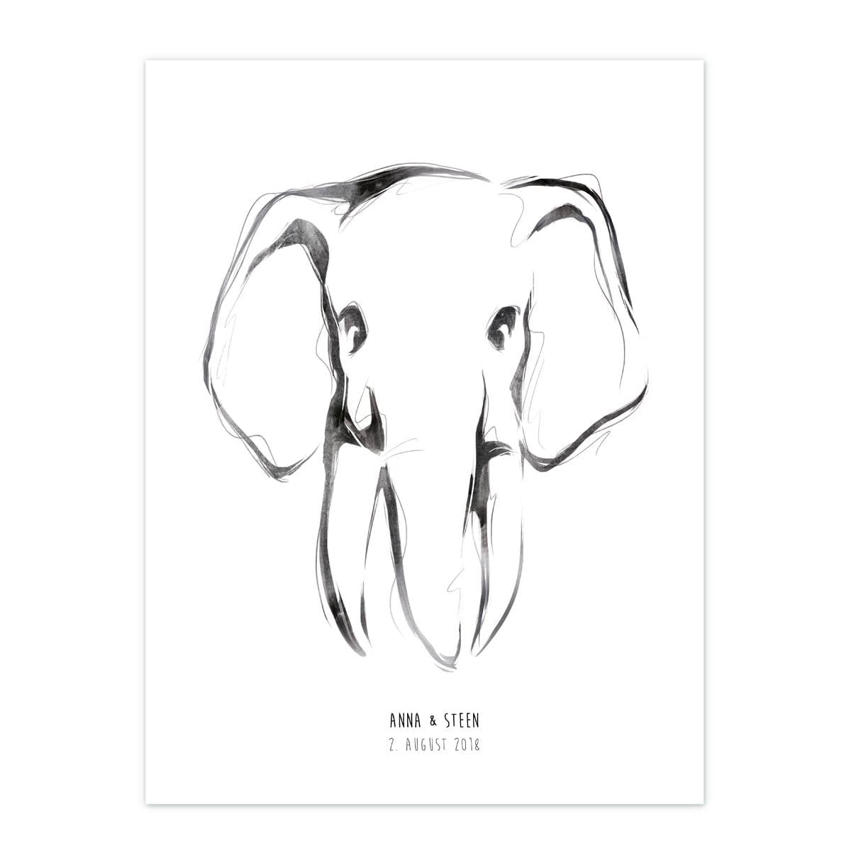 Fingertryksplakat - Elefant