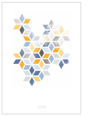 Abstrakt print | blue/yellow. Designplakat. A3 (29,7x42 cm)