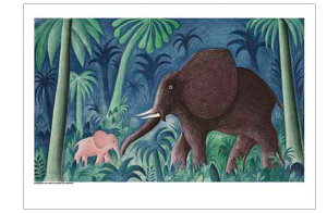 Scherfig, 1. Elefant med unge 60 x 80 cm.