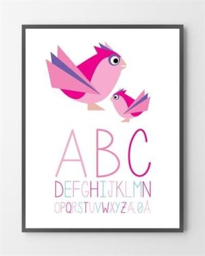 ABC plakat - Pink - 30x40 cm.