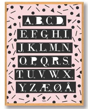 ABC-plakat (lyserød) (Størrelse: M - 30x40cm)