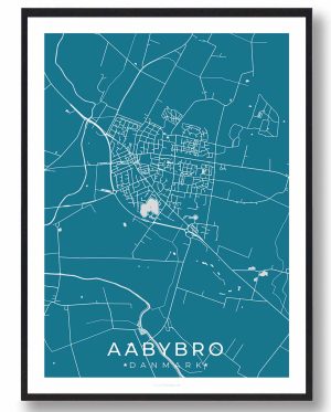 Aabybro plakat - blå (Størrelse: L - 50x70cm (B2))