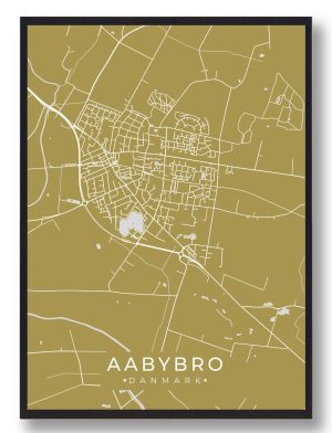 Aabybro plakat - gul (Størrelse: M - 30x40cm)