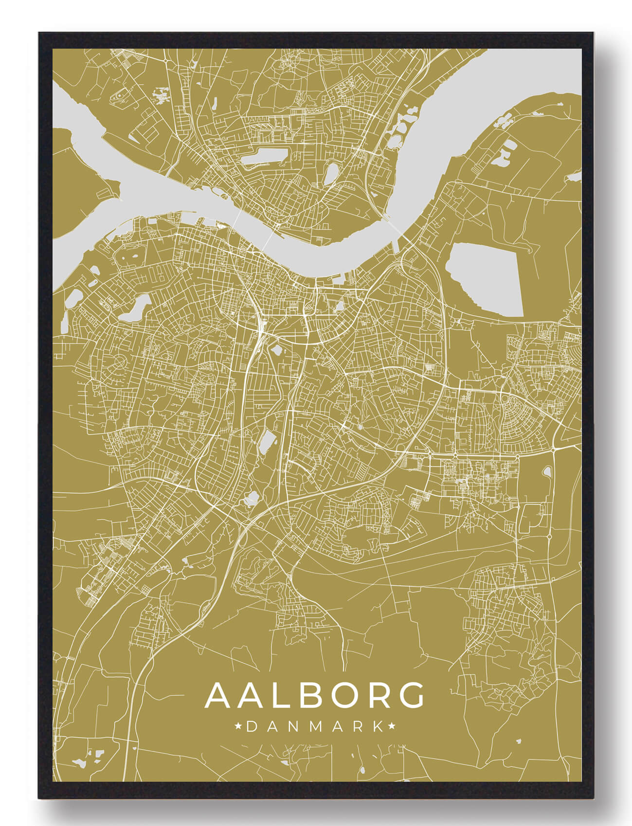 Aalborg plakat - gul (Størrelse: L - 50x70cm (B2))