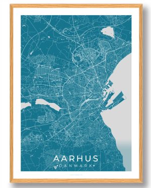 Aarhus plakat - blå (Størrelse: XS - 15x21cm (A5))