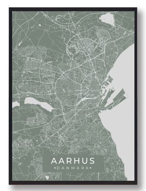 Aarhus plakat - grøn (Størrelse: M - 30x40cm)