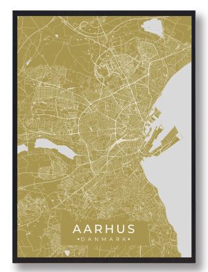 Aarhus plakat - gul (Størrelse: M - 30x40cm)