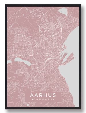 Aarhus plakat - lyserød (Størrelse: L - 50x70cm (B2))