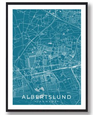 Albertslund plakat - blå (Størrelse: L - 50x70cm (B2))