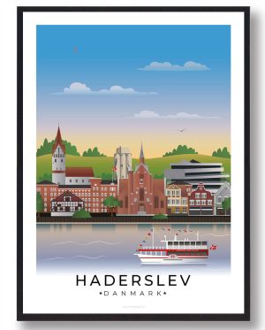 Haderslev plakat med hvid kant (Størrelse: L - 50x70cm (B2))