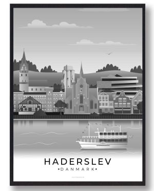 Haderslev plakat - sort (Størrelse: M - 30x40cm)