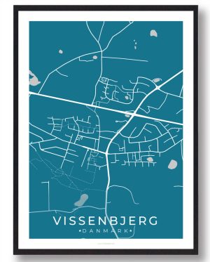 Vissenbjerg plakat - blå (Størrelse: S - 21x29,7cm (A4))