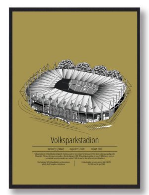 Volksparkstadion - Hamburg gul (Størrelse: M - 30x40cm)