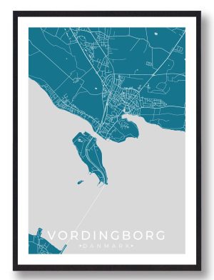 Vordingborg plakat - blå (Størrelse: L - 50x70cm (B2))