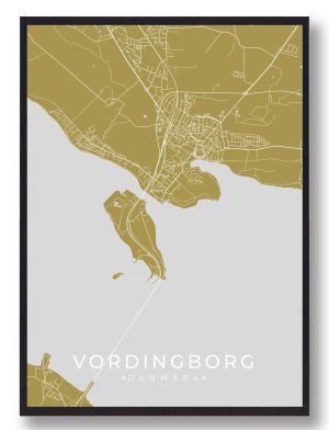 Vordingborg plakat - gul (Størrelse: M - 30x40cm)