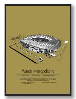 Wanda Metropolitano - Atlético Madrid gul (Størrelse: M - 30x40cm)
