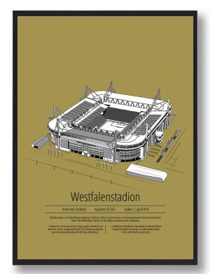 Westfalenstadion - Dortmund gul (Størrelse: M - 30x40cm)
